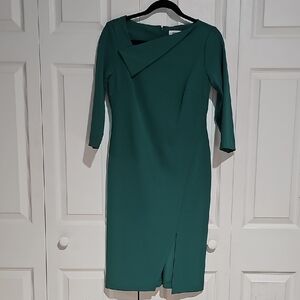 💚 Calvin Klein Asymmetrical Sheath Dress | Emerald Green | Size 6